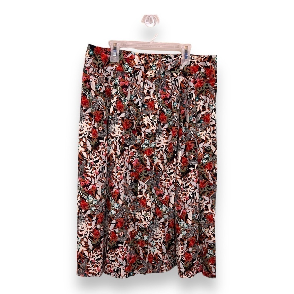 SIZE 8 CHRISTOPHER AND BANKS COLORFUL FLORAL PLEATED SKIRT KNEE LENGTH